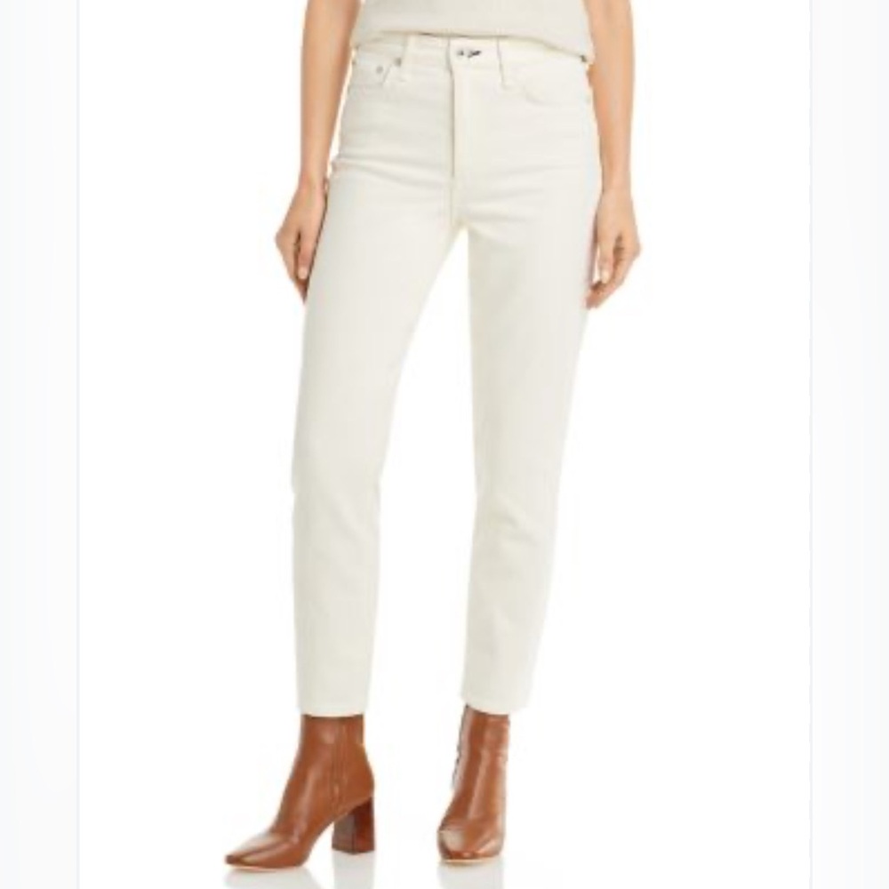 Rag & Bone Nina High Rise‎ Ankle Slim Straight Cigarette Jeans WM's Ivory 27 EUC